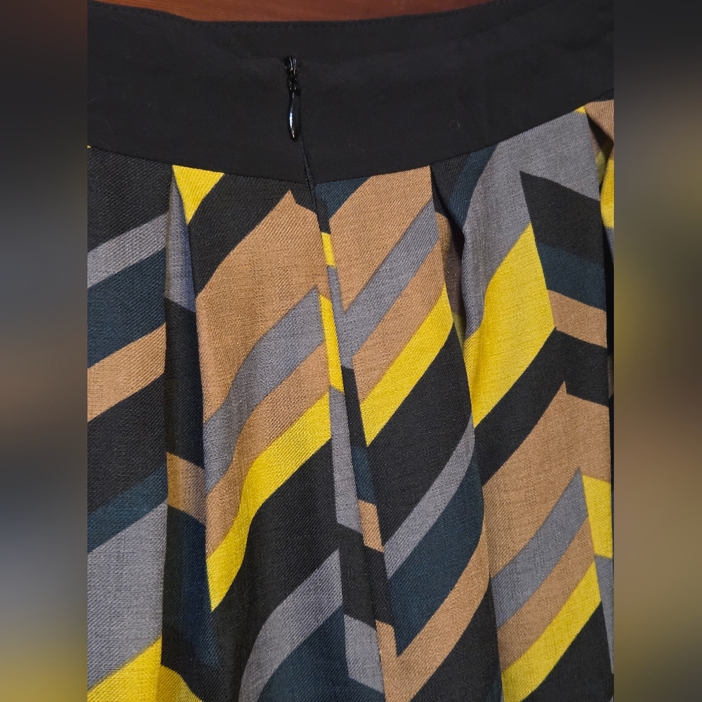 NWT Relished Pleated Chevron Print Skirt - Yellow, Gray & Black Sz XL - Picture 13 of 15